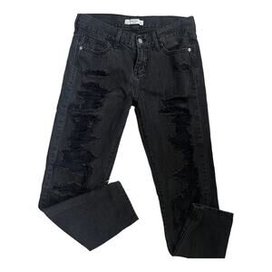 Abercrombie & Fitch Black Destroyed Ripped Baggy Skinny Jeans Size 2 / 26